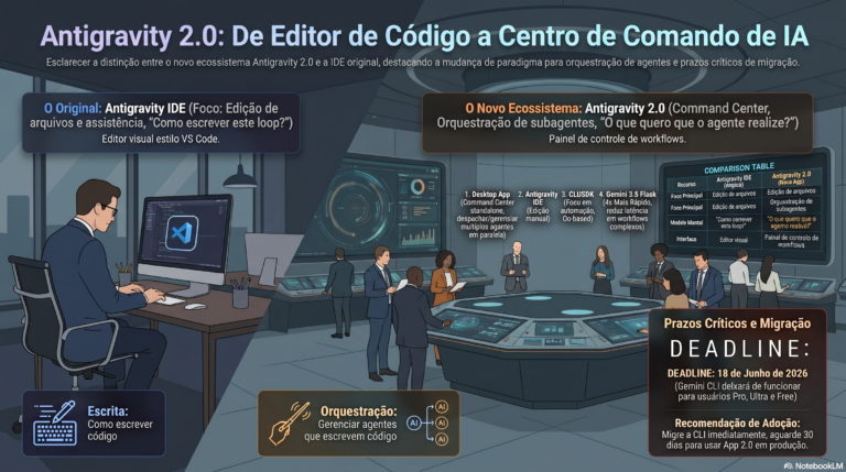 Google Antigravity 2.0 vs Antigravity IDE: a diferença que ninguém explicou direito
