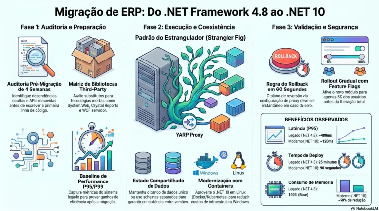 Migração de .NET Framework 4.8 para .NET 10 em ERP: o guia que ninguém quer escrever