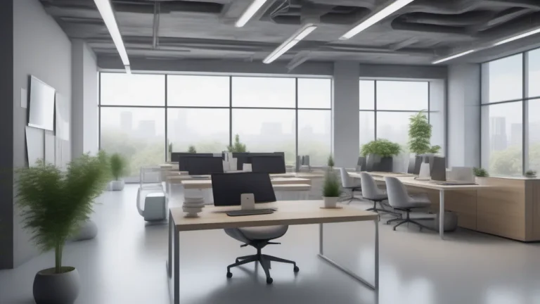 Sala de reunião corporativa hiper-realista: arquiteto sênior com tablet, vidro, mesa de reunião, tela de videoconferência. Conceito: decisão de arquitetura de software.