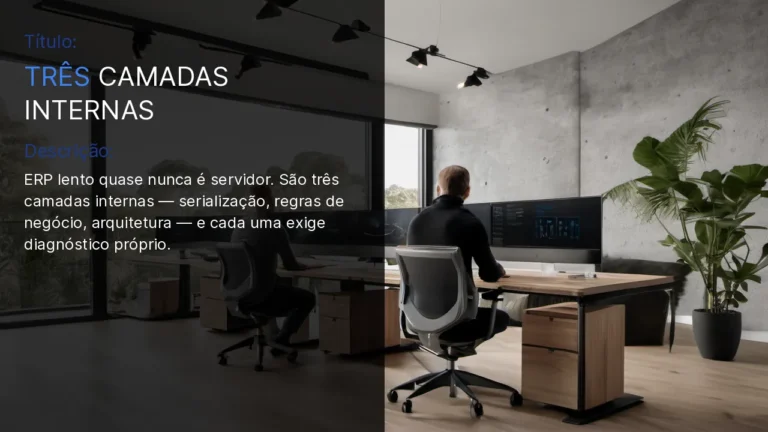 ERP lento é fácil de culpar. Difícil é encontrar as três camadas internas que ninguém abre.