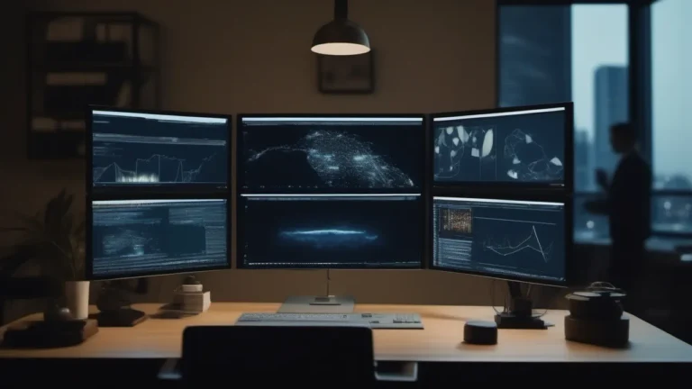 Engenheiro sênior lendo arquivo de código gerado por IA em monitor único de noite