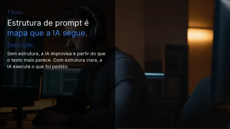 Engenheiro de software em frente a monitor com prompt estruturado em editor de código