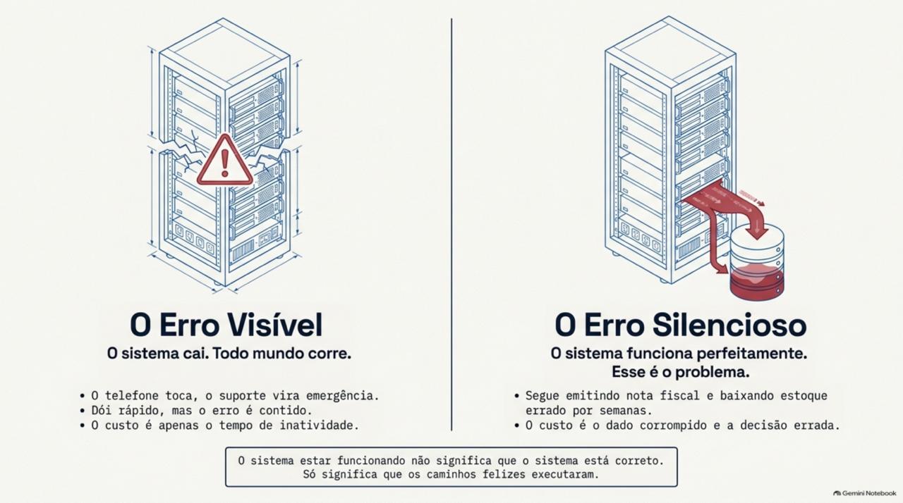 Erro visível vs erro silencioso — slide 2 de 11