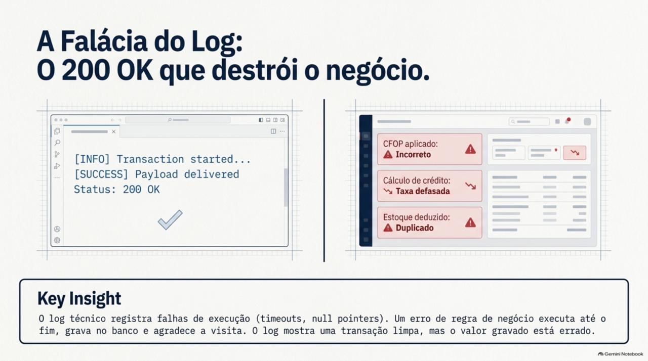 A falácia do log (200 OK) — slide 3 de 11