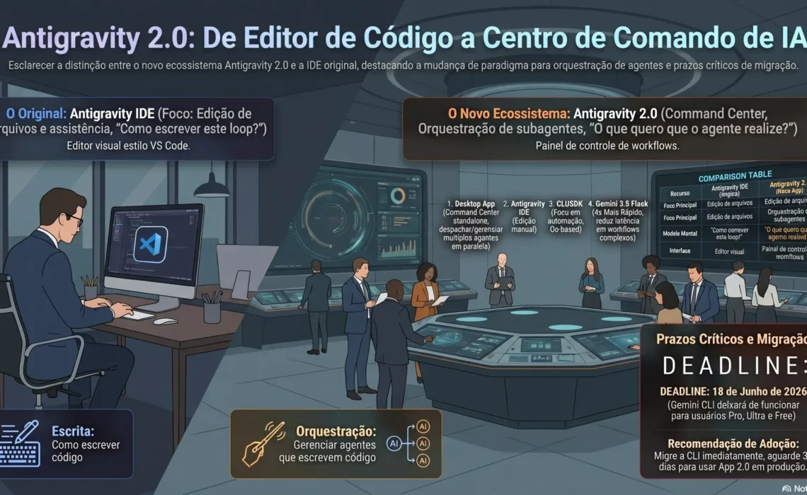 Google Antigravity 2.0 vs Antigravity IDE: a diferença que ninguém explicou direito